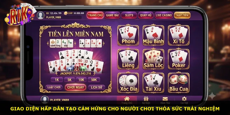 Giao diện hấp dẫn tạo cảm hứng cho người chơi thỏa sức trải nghiệm