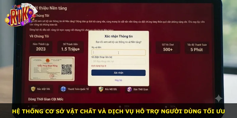Hệ thống cơ sở vật chất và dịch vụ hỗ trợ người dùng tối ưu